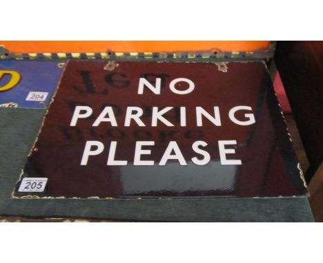 Double sided Enamel sign - No parking please