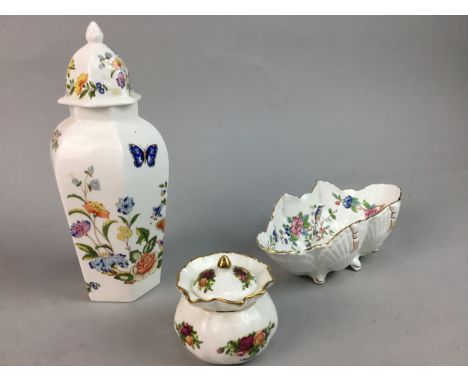 ROYAL ALBERT OLD COUNTRY ROSES LIDDED DISH, 7cm high, along with an Aynsley lidded jar, an Aynsley dish, Hammersley part tea 
