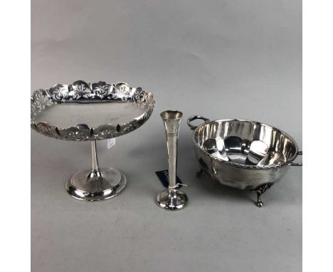 SILVER CANDLESTICK, with Birmingham marks, 16cm high, 60g, along with a collection of silver plated ware including a plated t