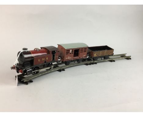 HORNBY MECCANO TRAIN SET, with clockwork engine and carriages, and track, along with Action Man figures, Dinky and Corgi diec