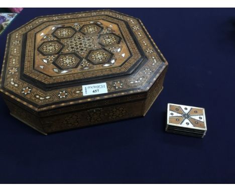 MOORISH OCTAGONAL BOX, 29cm wide and a small trinket box (2)