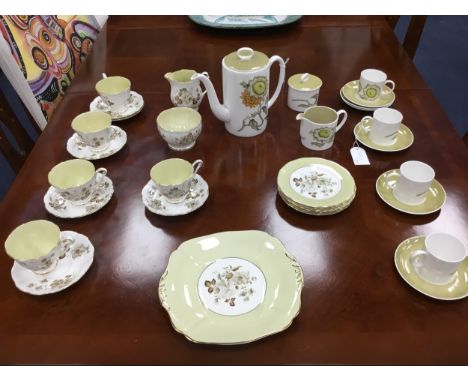 SUSIE COOPER PART COFFEE SERVICE, Sunflower pattern, along with a Royal Adderley tea service