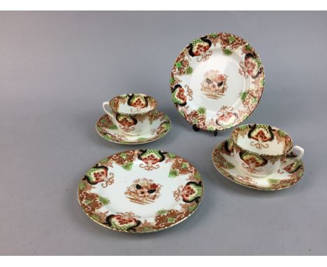 EARLY 20TH CENTURY FLORAL AND GILT DECORATED TEA SERVICE, comprising six trios