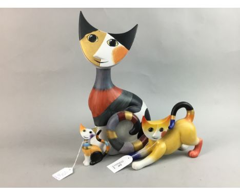GOEBEL ROSINA WACHTMEISTER MODEL OF A CAT, limited edition 1059 of 5000, 37.5cm high, along with two other Goebel by Rosina W