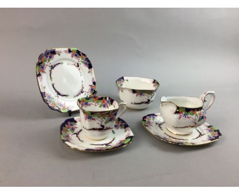 STANDARD CHINA TUDOR SHAPE PART TEA SERVICE, comprising twelve saucers, nine cups, twelve side plates, cream and sugar, along