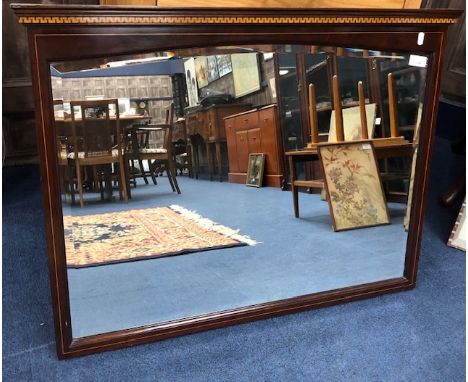 MAHOGANY WALL MIRROR, 85cm x 66cm
