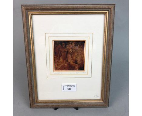 LINDA GARLAND, FIREWORKS colour print, signed titled and dated 1992 Mounted framed and under glass