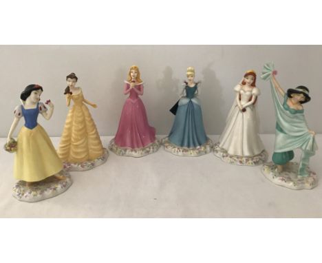 A set of 6 boxed Royal Doulton ceramic Walt Disney Showcase collection princess figurines. Comprising: Cinderella DP1, Sleepi