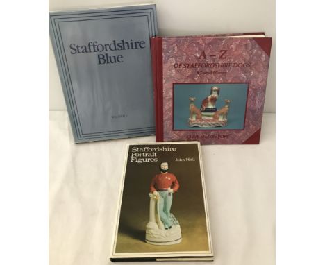 3 books on Staffordshire pottery. To include A-Z of Staffordshire dogs and Staffordshire Portrait Figures. 