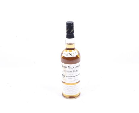 A bottle of Bailie Nicol Jarvie old scotch whiskey. 1ltr, 40% vol