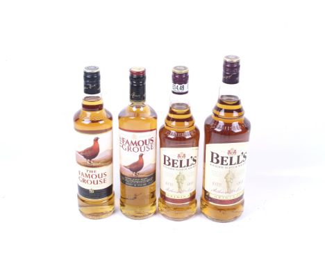 Four bottles of blended scotch whiskey. Comprising two bottles of Bells, 70cl & 1ltr, both 40% vol, and two bottles of The Fa