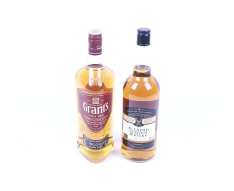 Two bottles of blended scotch whisky. Comprising one bottle of Grants triple wood, 1l, 40% vol and one bottle of blended scot