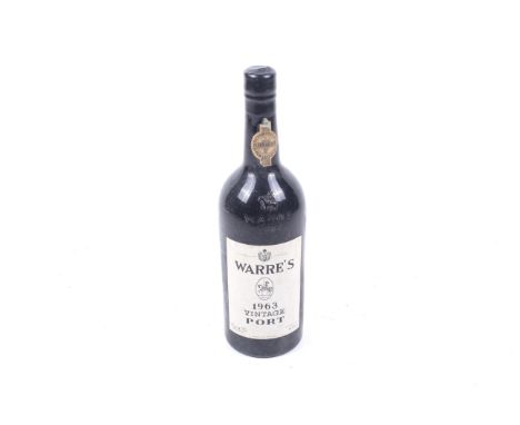 A bottle of Warres vintage Port 1963. No qty or vol shown,. 