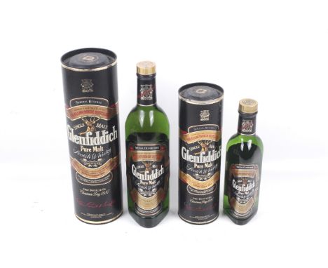 Two bottles of Glenfiddich pure malt special reserve scotch whisky. One bottle 70cl, 40% vol and one bottle 35cl, 40% vol, bo