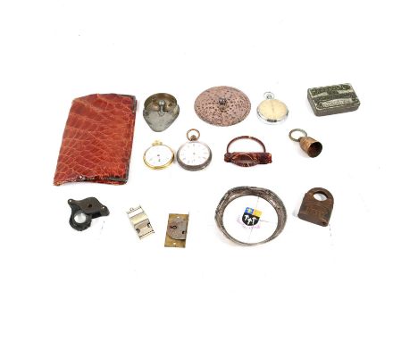Gold plated Gradus pocket watch, Vimy bronze medal, other pocket watches, wax seals, horn loupes, etc.