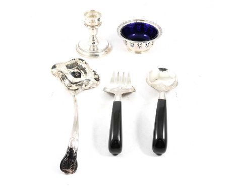 English and Canadian silver and plated wares, dishes, cruets, flatware, a Birks Sterling pierced bon bon dish, and another 12