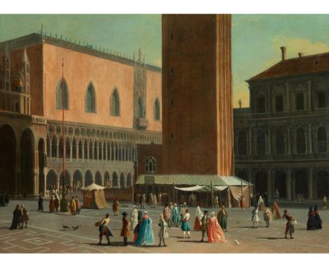 Giovanni Richter, 1665 Stockholm – 1745 Venedig, zug.PIAZZA DI SAN MARCO MIT DEM CAMPANILE VOR DEM DOGENPALAST Öl auf Leinwan