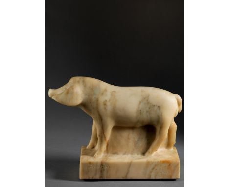 François Pompon, 1855 Saulieu – 1933 ParisGORET, 1924-1930 („SCHWEINCHEN“)Höhe: 17,5 cm. Breite: 24 cm. Tiefe: 8,9 cm. An der