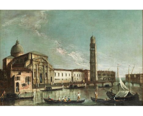 Apollonio Domenichini, 1715 Venedig – um 1770VENEDIG: VEDUTE MIT BASILIKA SAN GIORGIO Öl auf Leinwand. Doubliert.56 x 80 cm.B
