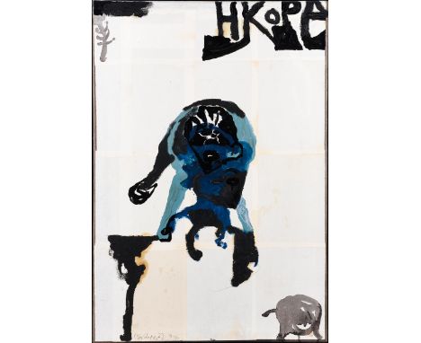 Carsten Nicolai, geb. 1965KOPF, 1994/95Mischtechnik/ Öl/ Papier auf Leinwand.113 x 77 cm.Links unten signiert und datiert. Ve