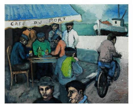 Französischer Künstler des 20. JahrhundertsCafé DupontÖl auf Pressspahn.59,5 x 60,5 cm.Rechts unten signiert „M Guerin“, vers