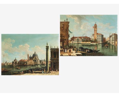 Jacopo Fabris, 1689 Venedig – 1761 Kopenhagen Gemäldepaar BLICK VON DER PIAZZETTA AUF DIE KIRCHE SANTA MARIA DELLA SALUTE UND
