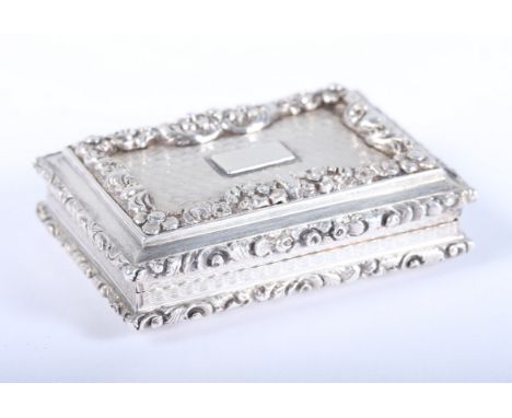 A silver vinaigrette by Nathaniel Mills with engine turned and embossed floral decoration and pierced and scrolled grille, 1 