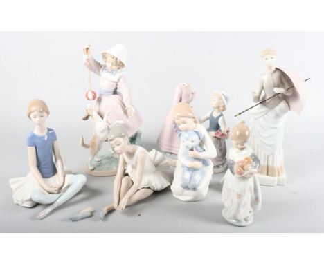 Seven Spanish porcelain figures, various, including Lladro and Nao