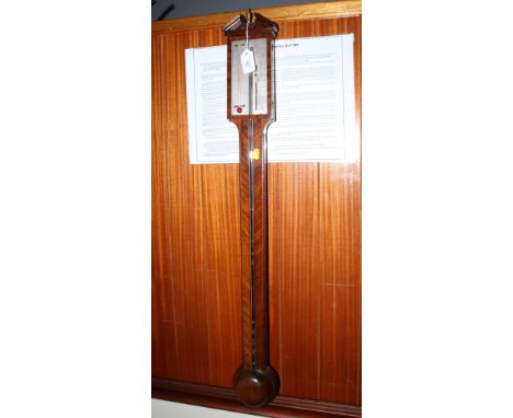 A Regency inlaid mahogany stick barometer, signed Corneletti