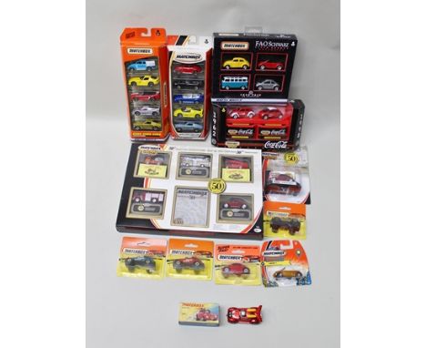 MATCHBOX DIE-CAST VEHICLES including No.11 Flying Bug in ovb, six car packed VW Beetle die-cast vehicles and five boxed sets 