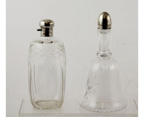 A CUT GLASS DECANTER with a "Walker &amp; Hall" silver screw cap, Sheffield 1932, together with one other DECANTER of cut han