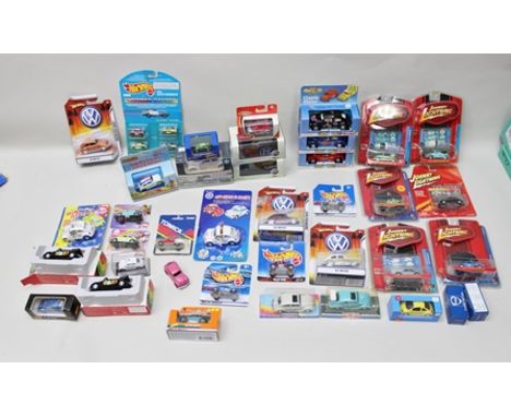 A LARGE SELECTION OF DIE-CAST AND OTHER MODEL VEHICLES VW BEETLES including six Johnny Lightning all in original vendor's sea