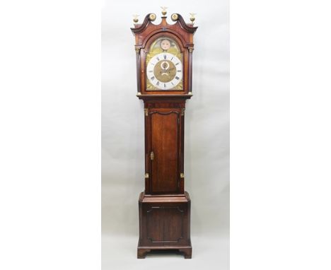 GEORGE PRITCHARD - MADELEY A late 18th/early 19th century mahogany longcase clock having swan neck hood over Corinthian colum