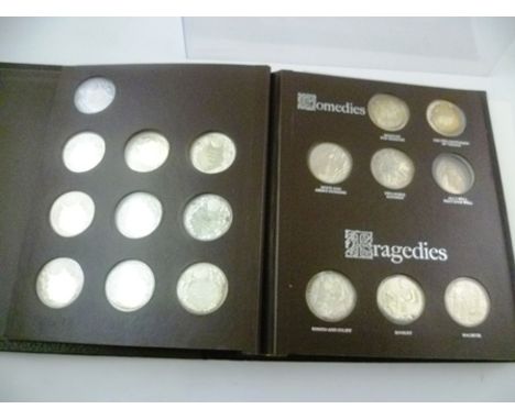 THE SHAKESPEARE MEDALS - FIRST EDITION STERLING SILVER PROOF SET, manufactured by John Pinches, sculptured by Nathan, housed 