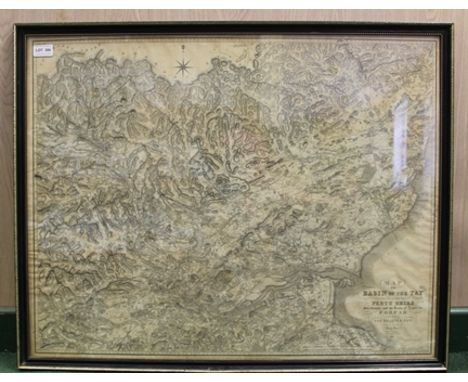 A MID 19TH CENTURY BLACK AND WHITE MAP SHOWING "THE BASIN OF THE TAY", from a survey by James Knox circa 1831, published by J