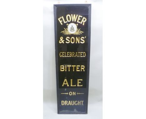 AN EARLY 20TH CENTURY PUBLIC HOUSE SIGN "Flower and Sons Celebrated Bitter Ale on Draught" featuring a portrait of William Sh