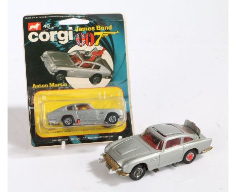 Corgi James Bond Aston Martin, 1979, Mettoy, in original box but opened, together with one other Aston Martin DB5 by Corgi, n