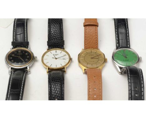 A Roamer manual wind wristwatch in steel case; a Rotary 17 jewel manual wind wristwatch, in gilt metal case; a Titoni Airmast