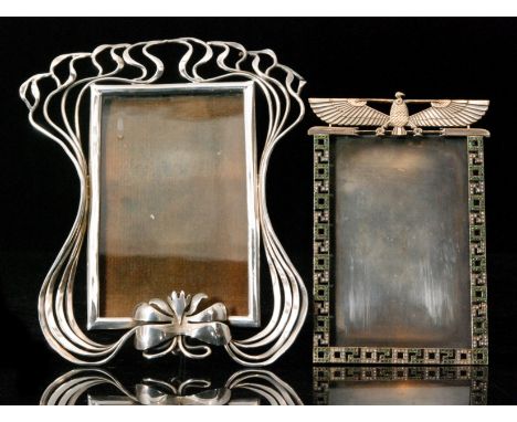 A white metal rectangular photograph or picture frame with wirework surround and applied stylised butterfly together with an 