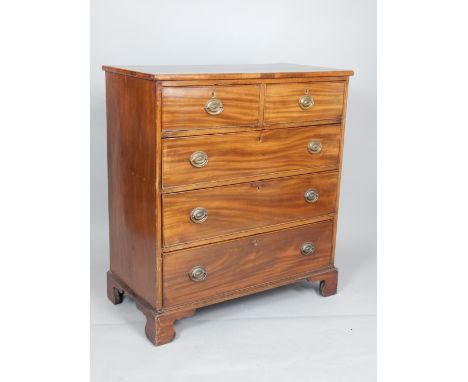 George IV mahogany chest, fitted two short and three graduated long drawers, on bracket feet 93cm w