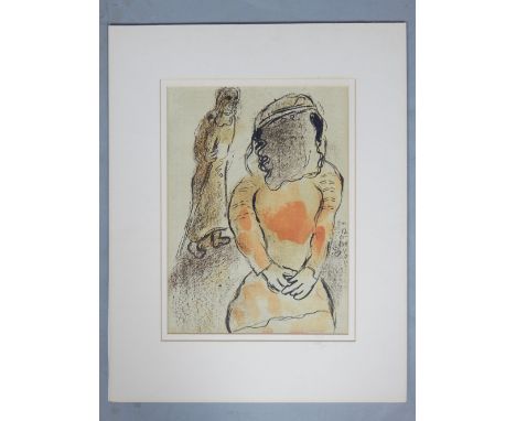 After Chagall, biblical scene, coloured lithograph, 35 x 25cm