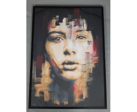 Vladinsky, contemporary Romanian school, portrait of a woman, acrylic on canvas laid down, signed lower left, 99 x 69cm