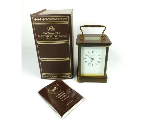 Contemporary brass carriage clock, dial and movement marked Matthew Norman and numbered 1751A