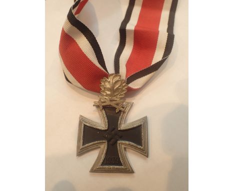 German WWII iron cross with oak leaf on sash