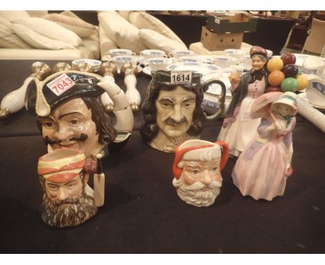 Royal Doulton character jugs Father Christmas WG Grace Captain Morgan Balloon Seller A/F and further pieces