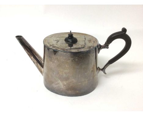 Late Victorian silver teapot, of oval form with scrollwork handle, London 1900, 27cm from spout to handleTotal weigh approx 3