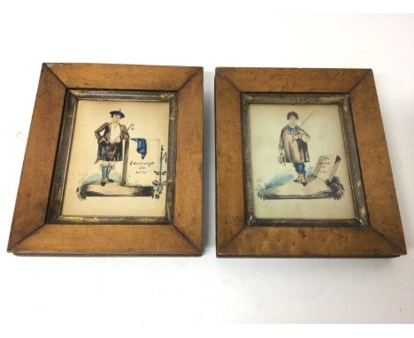 Pair of 19th century English School watercolours - 'To Edinburgh' and 'To York', in glazed maple veneered frames, together wi