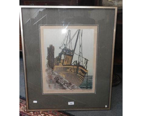 Helen Seymour (Society of Women Artists): 'All Ashore' series I No. 2/18, coloured relief print