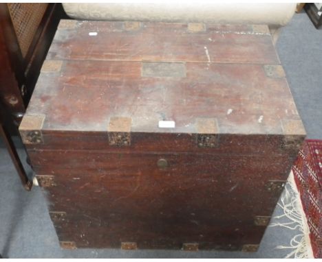 A 19th century metal-bound teak trunk 