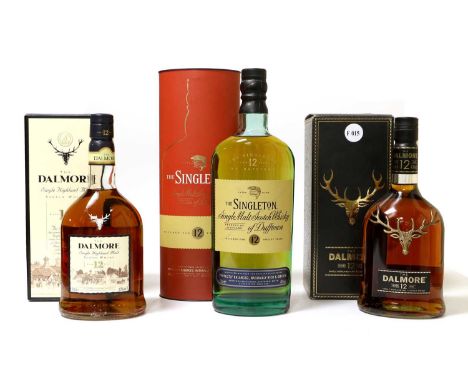 Dalmore 12 Year Old Single Highland Malt Scotch Whisky, 40% vol, 70cl (two bottles), Singleton 12 Year Old Single Malt Scotch